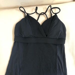 Strapped black Lululemon tank top, size 6.